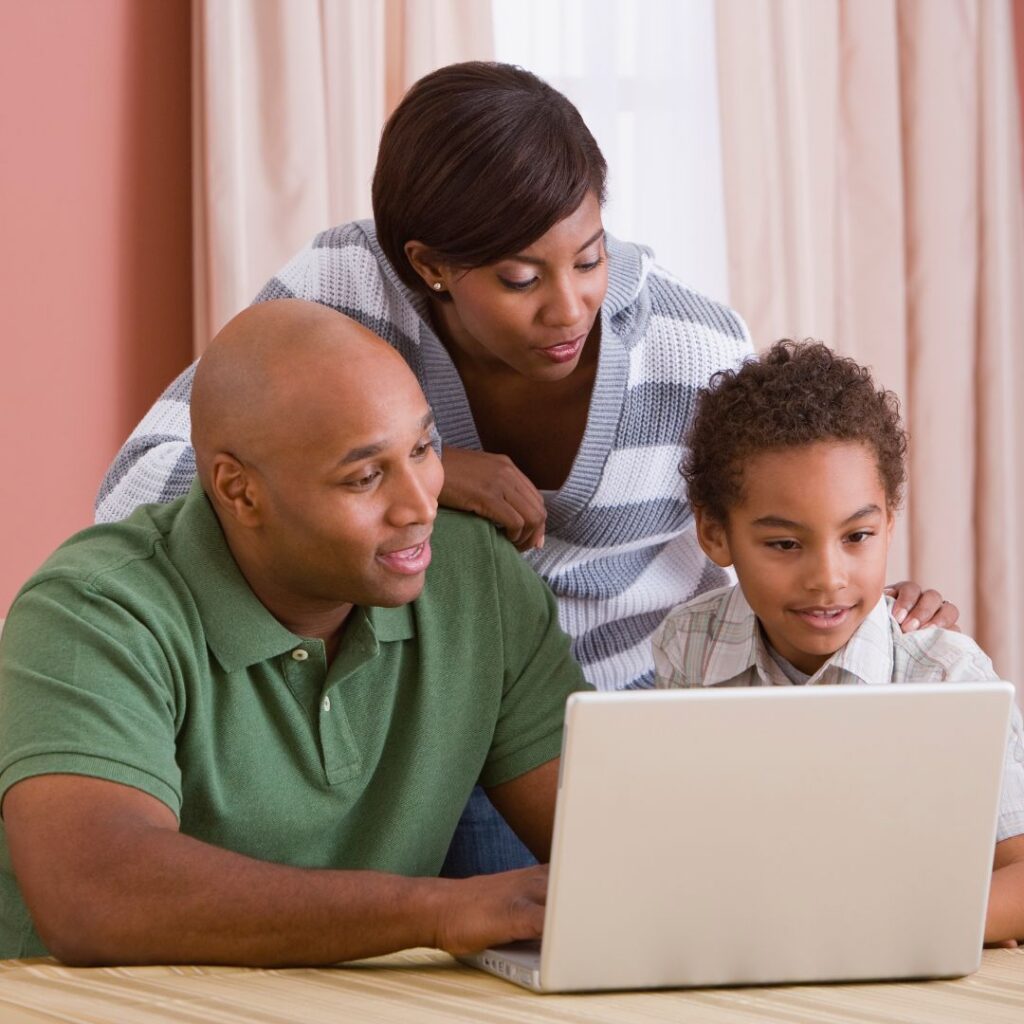 family at computer